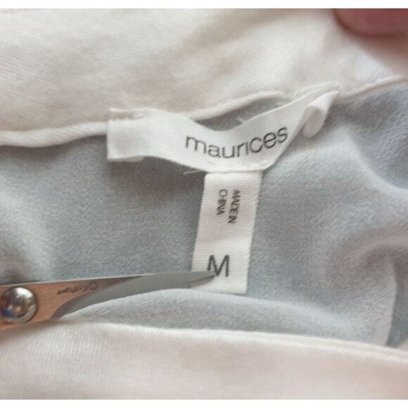Maurices Womens Chiffon Blouse M White Keyhole Neck Sheer Office Chic Elegant - Picture 6 of 7
